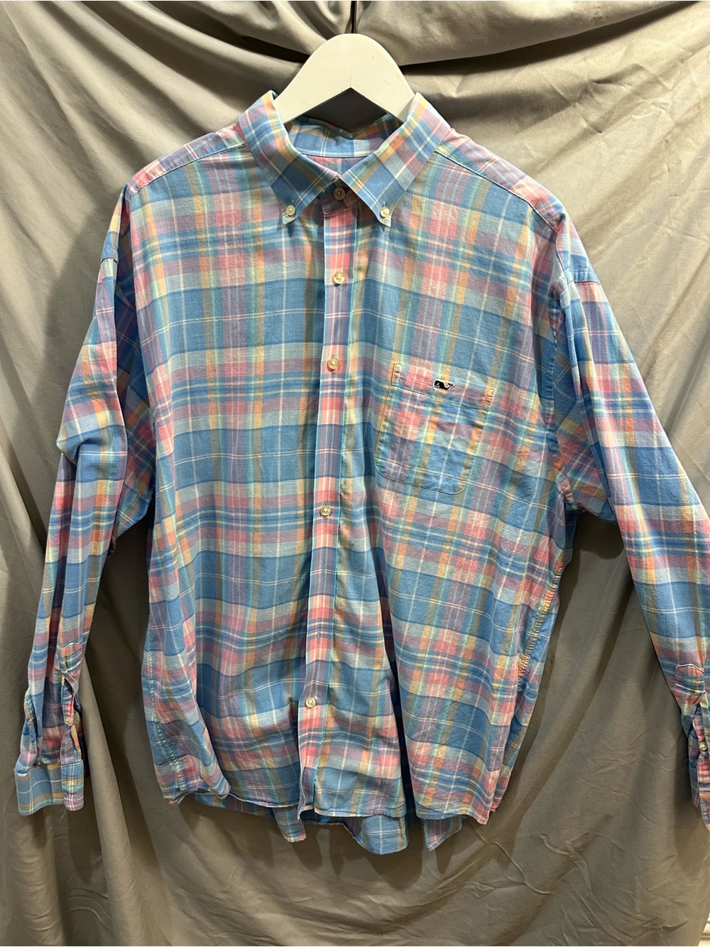 Vineyard Vines Pastel Plaid Button-Down Shirt in Blue & Pink